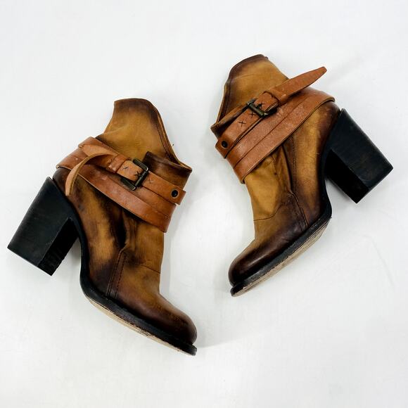 Freebird by Steven 6 Blaze Brown Buckle booties - Picture 1 of 6